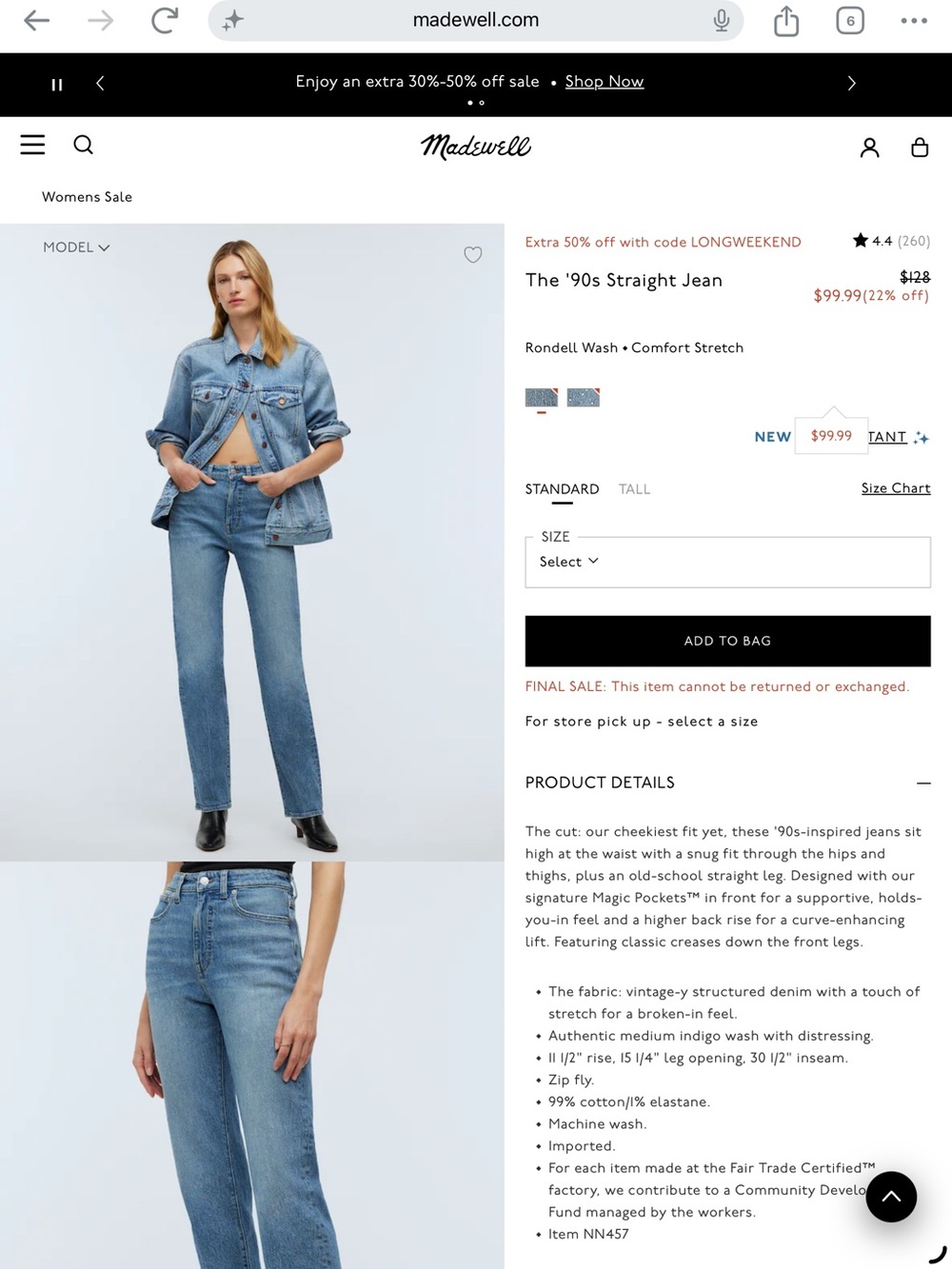 Madewell The 90s Straight Jean - Light Blue Wash